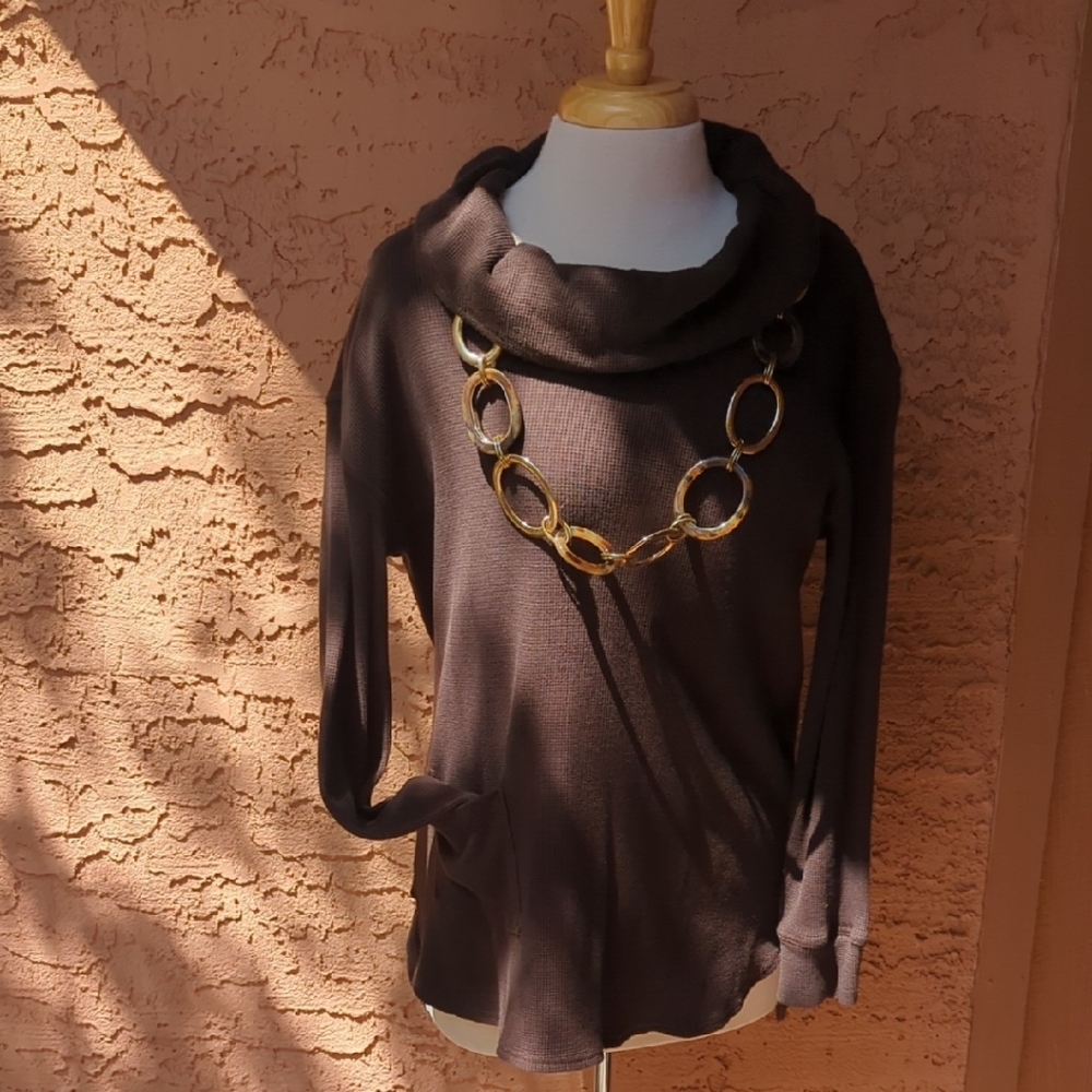 Cozy Cowl-Neck Brown Women's Sweater